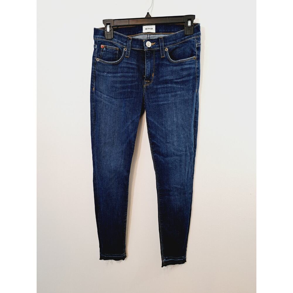 Hudson Women's Dark Wash Raw Hem Jeans In Size 27 Krista Crop Low Rise